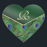 Sticker Cœur Émeraude Vert Peacock Monogramme Enveloppe Sceau<br><div class="desc"></div>