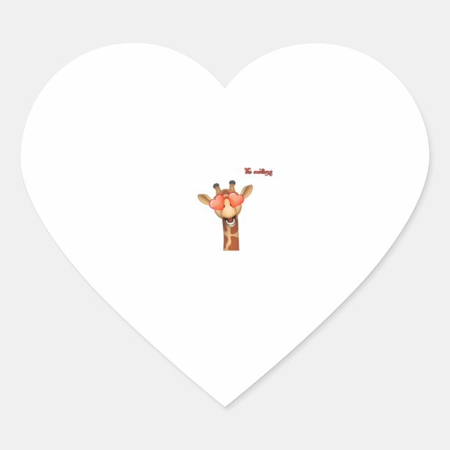 Sticker Cœur emoji heureux yeux d'amour girafe visage (Devant)