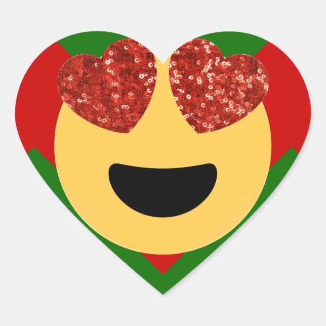 Sticker Cœur émoticône de coeur de noël (Devant)