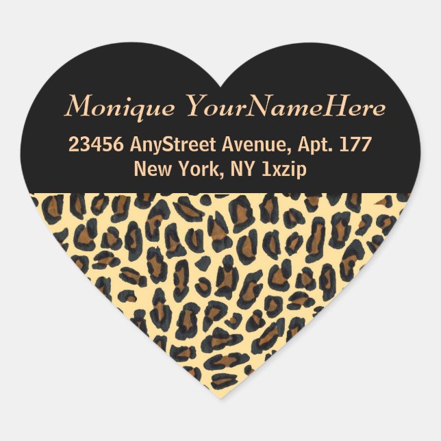 Sticker Cœur Empreinte de léopard Adresse de retour stylish (Devant)