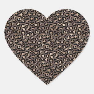 Sticker Cœur Empreinte de léopard de bronze Brown au chocolat 