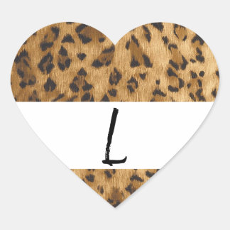 Sticker Cœur Empreinte de léopard L monogramme initiales marcha