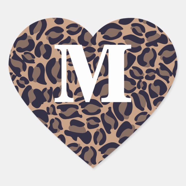Sticker Cœur Empreinte de léopard Monogram Leopard Spots Jungle (Devant)