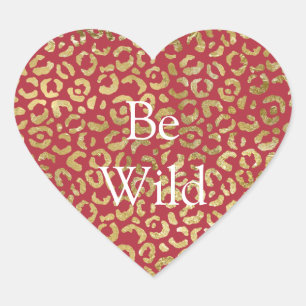 Sticker Cœur Empreinte de léopard Red Gold Glam