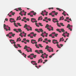Sticker Cœur Empreinte de léopard rose