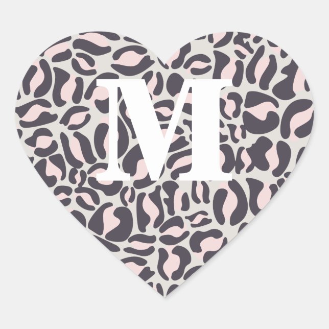 Sticker Cœur Empreinte de léopard rose Monogram Leopard Spots S (Devant)