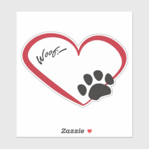 Sticker Coeur Empreinte de patte