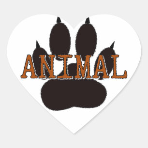 Sticker Cœur Empreinte de patte d'animal noir