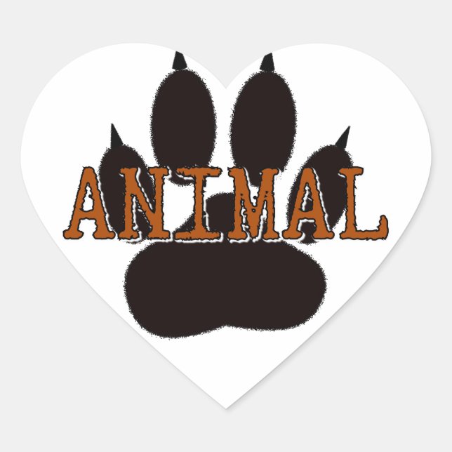 Sticker Cœur Empreinte de patte d'animal noir (Devant)