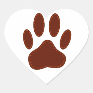 Sticker Cœur Empreinte de patte de chien à pattes