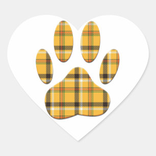 Sticker Cœur Empreinte de patte de chien Tartan