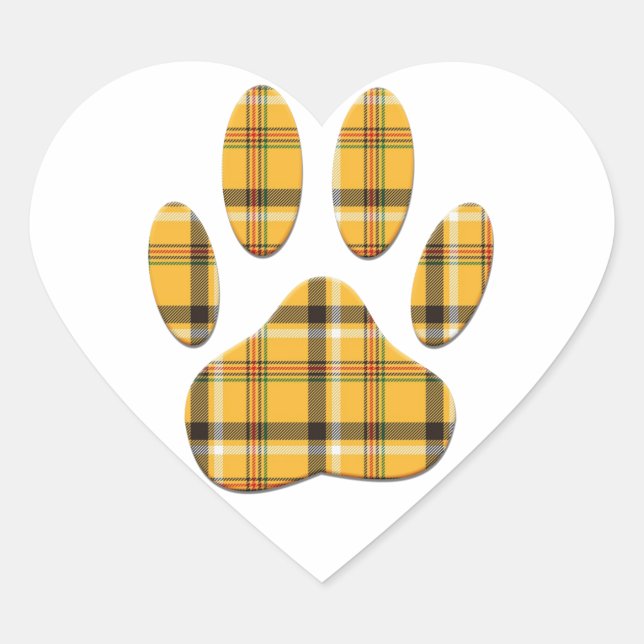 Sticker Cœur Empreinte de patte de chien Tartan (Devant)