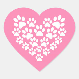 Sticker Cœur Empreinte de patte rose de coeur mignon
