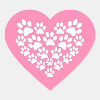 Sticker Cœur Empreinte de patte rose de coeur mignon