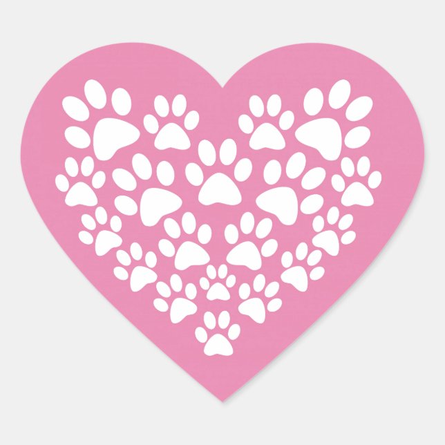 Sticker Cœur Empreinte de patte rose de coeur mignon (Devant)