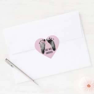 Sticker Cœur Empreintes bébé fille avec mâchoire