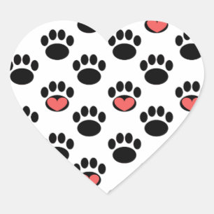 Sticker Cœur Empreintes de pattes avec coeur