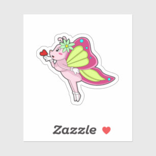 Sticker Coeur en fleurs papillon