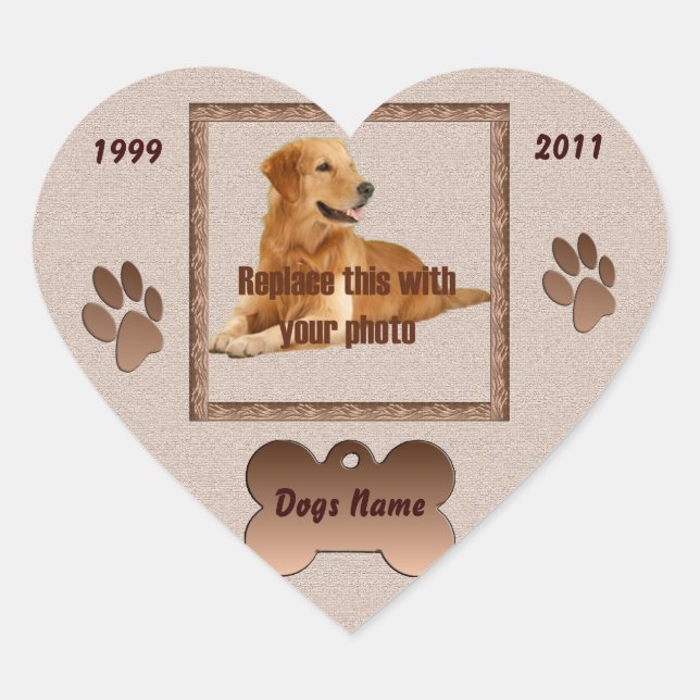 Sticker Cœur En mémoire de votre chien (Devant)