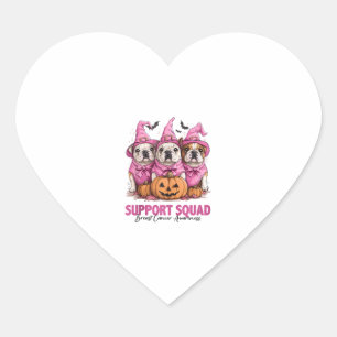 Sticker Cœur En Octobre Nous Portons Pink Bulldog Halloween Bre