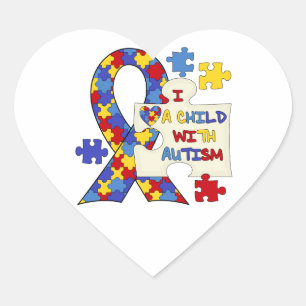 Sticker Cœur Enfant avec ruban Sensibilisation sur l'autisme