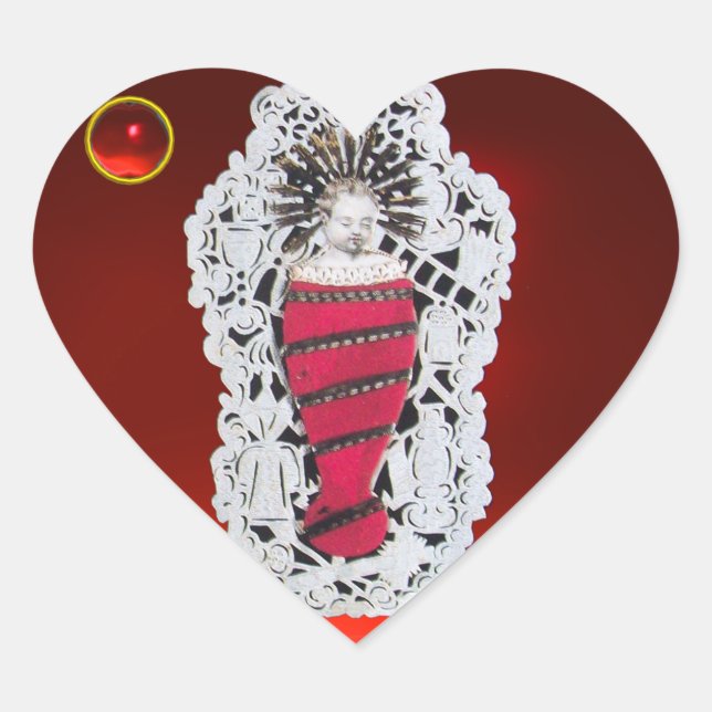 Sticker Cœur Enfant Jésus, Antique Papier de Noël Cartissage Ru (Devant)