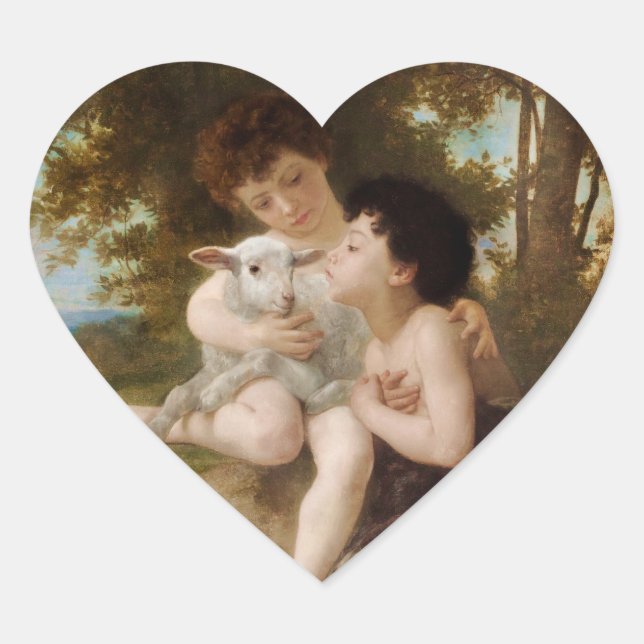 Sticker Cœur Enfant tenant une Carte de remerciements d'agneau  (Devant)