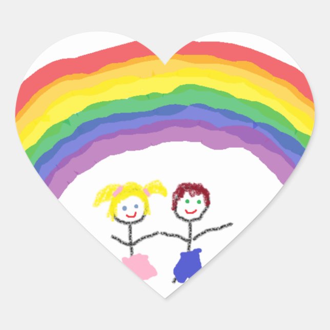 Sticker Cœur Enfants Rainbow (Devant)