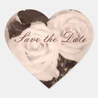 Sticker Cœur Enregistrer la date/les Roses Vintages