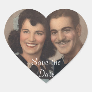 Sticker Cœur Enregistrer la date Mariage militaire Vintage