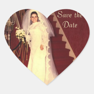Sticker Cœur Enregistrer la date Retro Bride