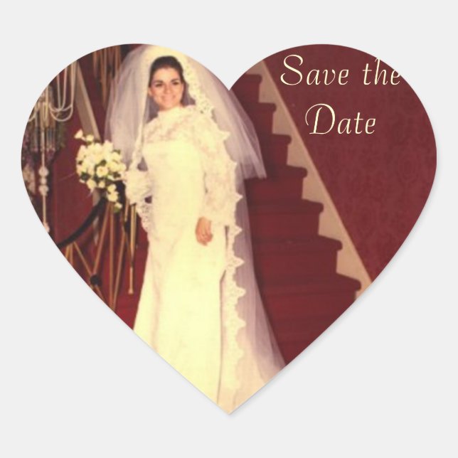 Sticker Cœur Enregistrer la date Retro Bride (Devant)
