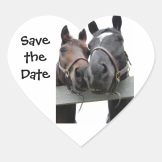 Sticker Cœur Enregistrer le Mariage campagnard Date Horse