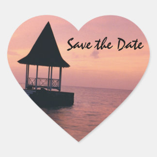 Sticker Cœur Enregistrer le Mariage Date/Beach Island