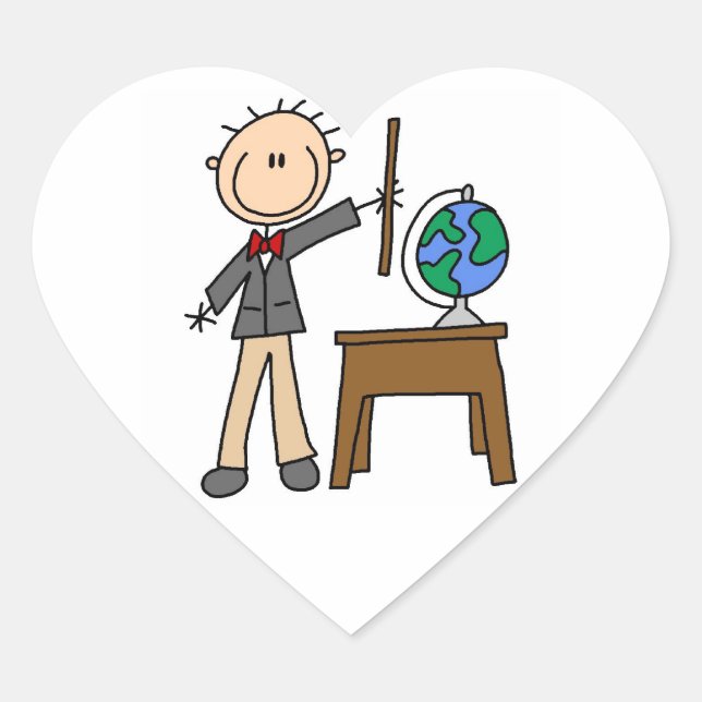 Sticker Cœur Enseignant avec globe (Devant)