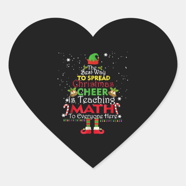 Sticker Cœur Enseignant Math Noël Chemise Elfe Noël Cheval (Devant)