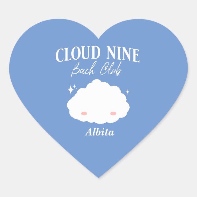 Sticker Cœur enterrement de vie de jeune fille sur un nuage de  (Devant)