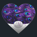 Sticker Cœur Enveloppe Faire-part de mariage Peacock violet<br><div class="desc">Les Faire-part de mariage Envelope Peacock Violet, sont décorées dans de belles teintes de violet, d'aqua, de blues et d'argent. La moitié inférieure est schématisée en argent avec de minuscules accents de diamant imprimés. Chaque sceau comporte également un monogramme que vous pouvez customiser la police, le dimensionnement et la coloration...</div>