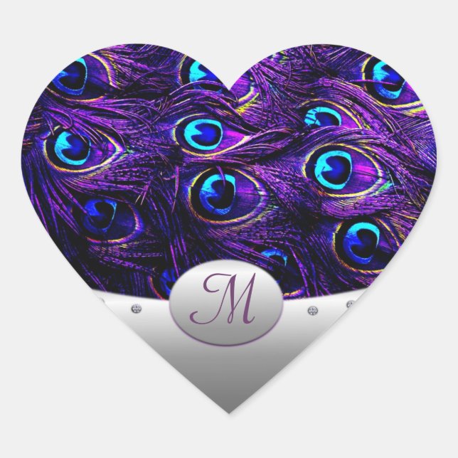 Sticker Cœur Enveloppe Faire-part de mariage Peacock violet (Devant)