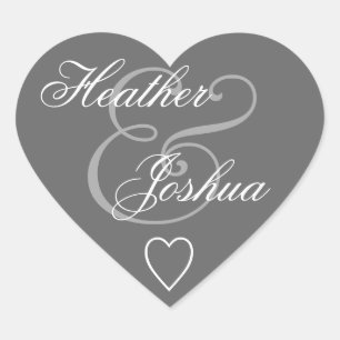 Sticker Cœur Enveloppe grise Sceau Mariage Coeur V14