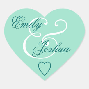 Sticker Cœur Enveloppe Mariage vert de la Monnaie Groom V03