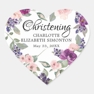 Sticker Cœur Enveloppe Plum Blush Floral Heart Seal