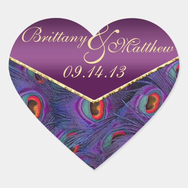 Sticker Cœur Enveloppe Plum violet Peacock Sceau (Devant)