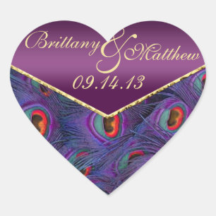Sticker Cœur Enveloppe Plum violet Peacock Sceau