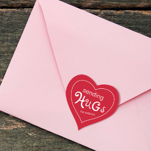Sticker Cœur Envoi de câlins Saint-Valentin Personnalisé
