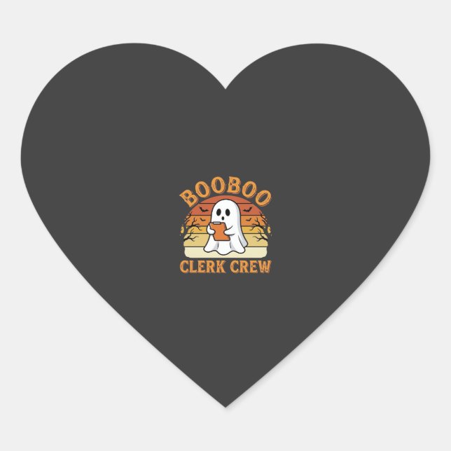 Sticker Cœur Équipe de commis Booboo Création de fantôme Hallow (Devant)