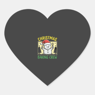 Sticker Cœur Équipe de pâtisserie de Noël Bonhomme de neige de 