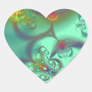 Sticker Cœur Escalier à bijoux - Kaleidoscope d'émeraude Abstra