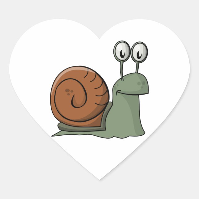 Sticker Cœur Escargot de dessin vert et Brown (Devant)