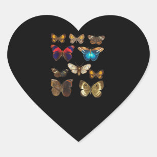 Sticker Cœur espèces papillons cadeaux papillon amant botanique